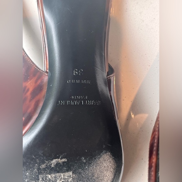 Saint Laurent Kiki 85 mm Tortoise Patent Slingback Pumps - Picture 6 of 9